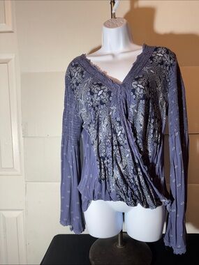 Boho Lavender Paisley Wrap Blouse